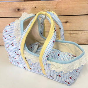 Cloth Carrier Dolls Basket Set with Blanket and Pillow
