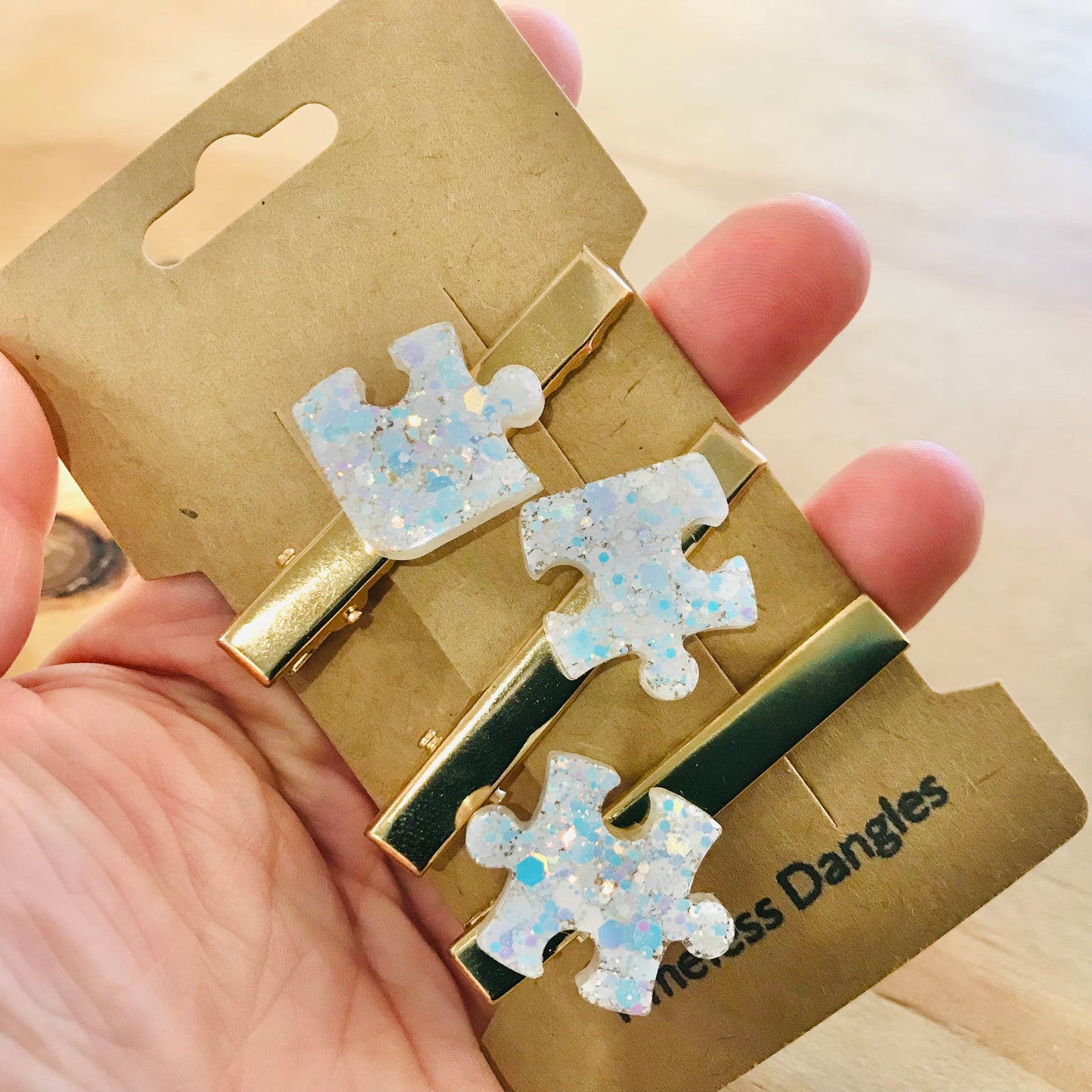 Resin Sparkle Hair Clips - Set of 3