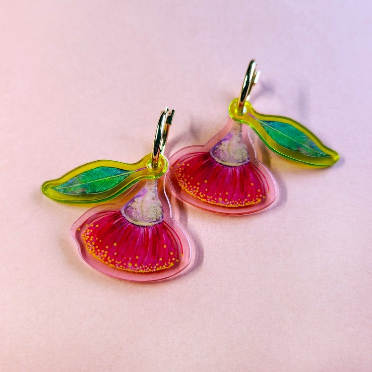 Native flower dangle earrings