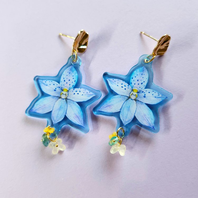 Native flower dangle earrings