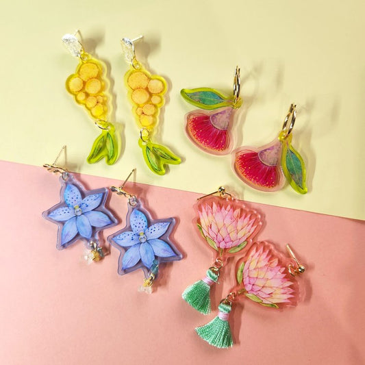 Native flower dangle earrings