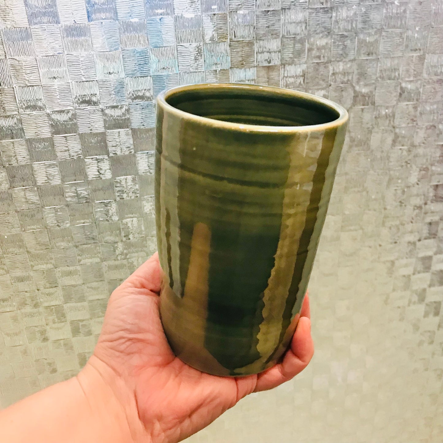 Handmade Pottery Tall Tumbler Grande Hug Mug Utensil Holder