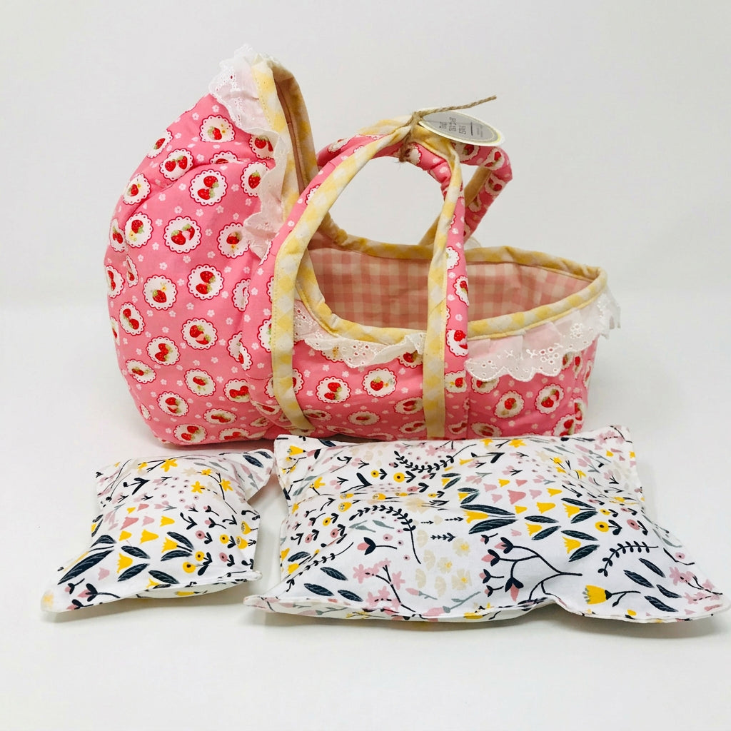 Cloth Carrier Dolls Basket Set with Blanket and Pillow