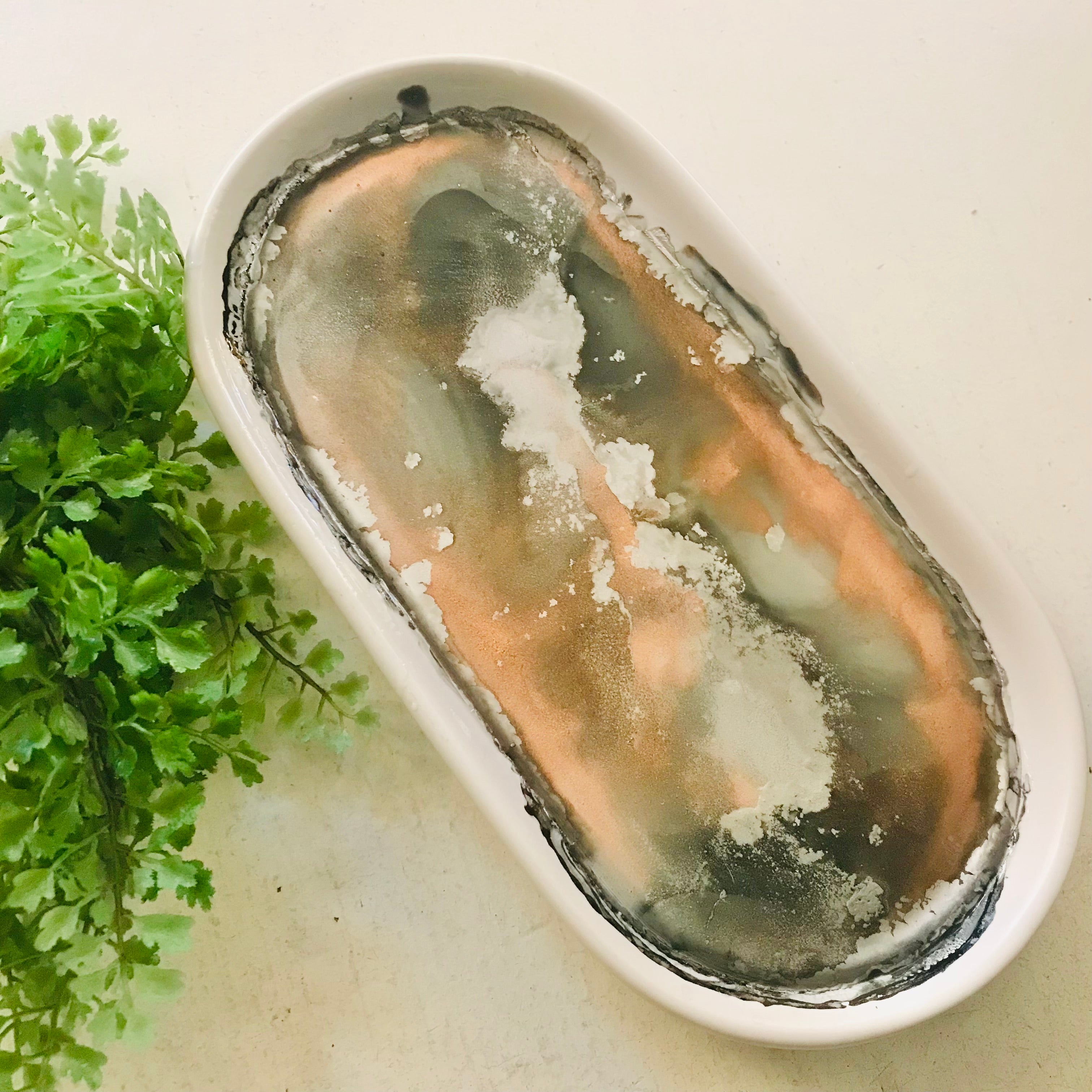 Alcohol Ink Detail Porcelain & Bamboo Oval Tray