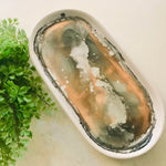Alcohol Ink Detail Porcelain & Bamboo Oval Tray