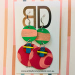 Hand painted leather bold statement earrings - The Stacked Dot