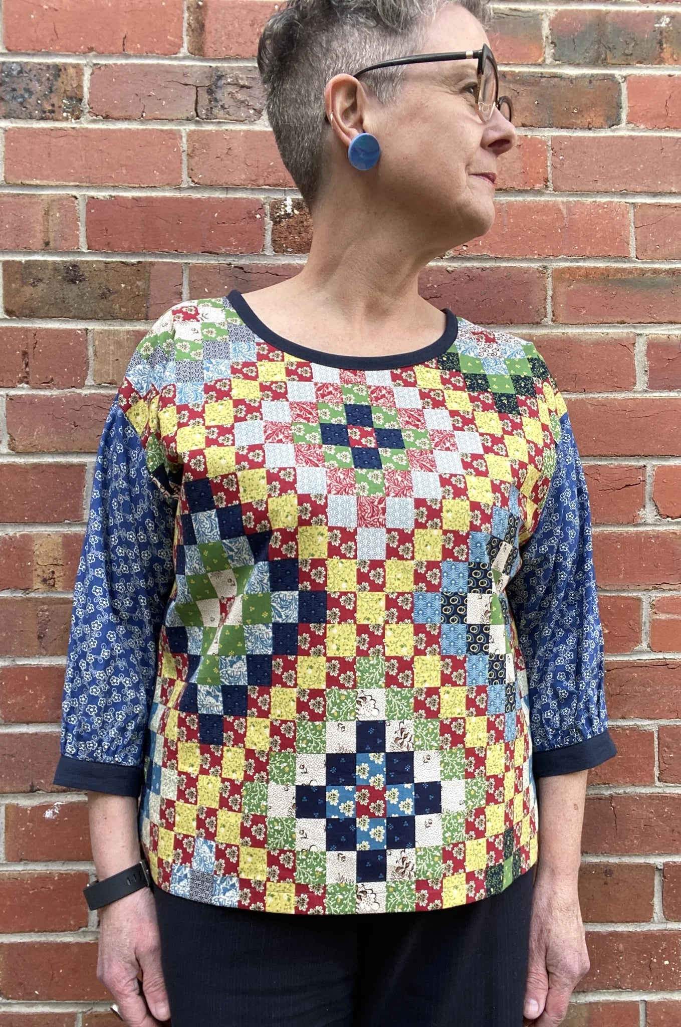 Women's Handmade Poet Top - Postage Stamp