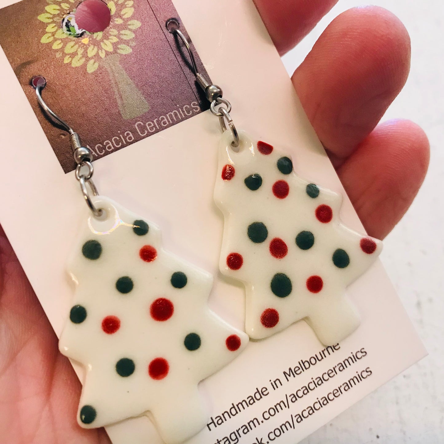 Hand Painted Christmas Hook Earrings