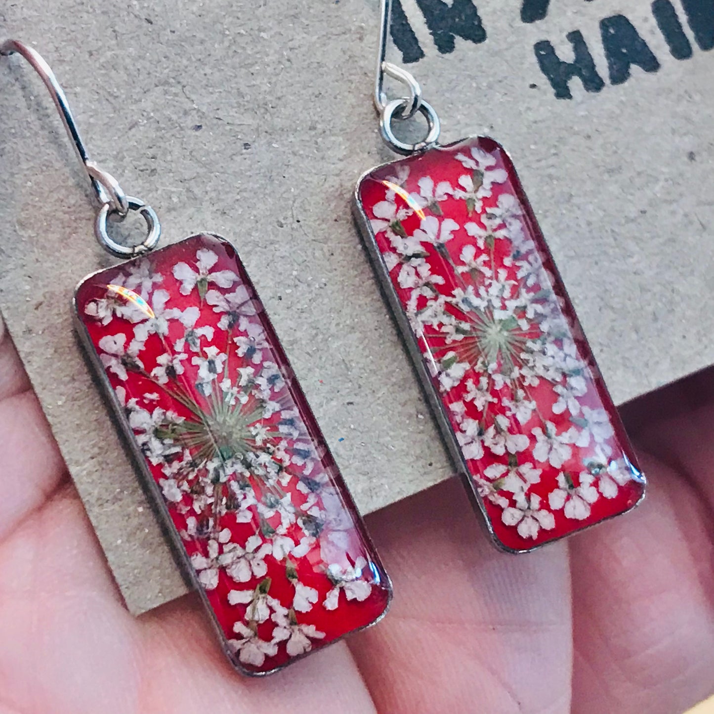 Australian flora Resin & Sterling Silver Earrings - large