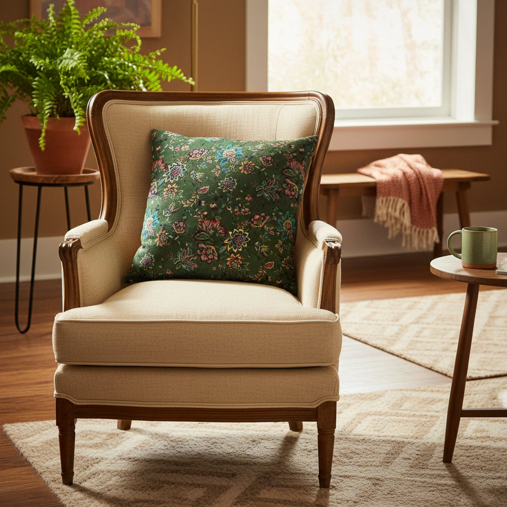 Cushion - SAGE FLORAL VELVET