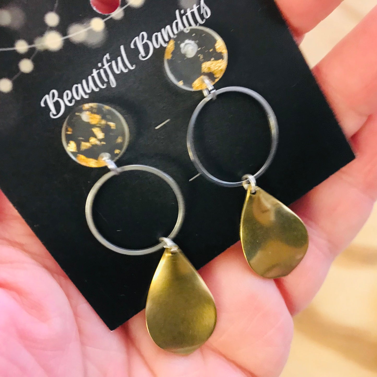 Mixed Metal and Resin Earrings - large