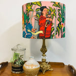 Frida Kahlo Pink on vintage brass Lamp