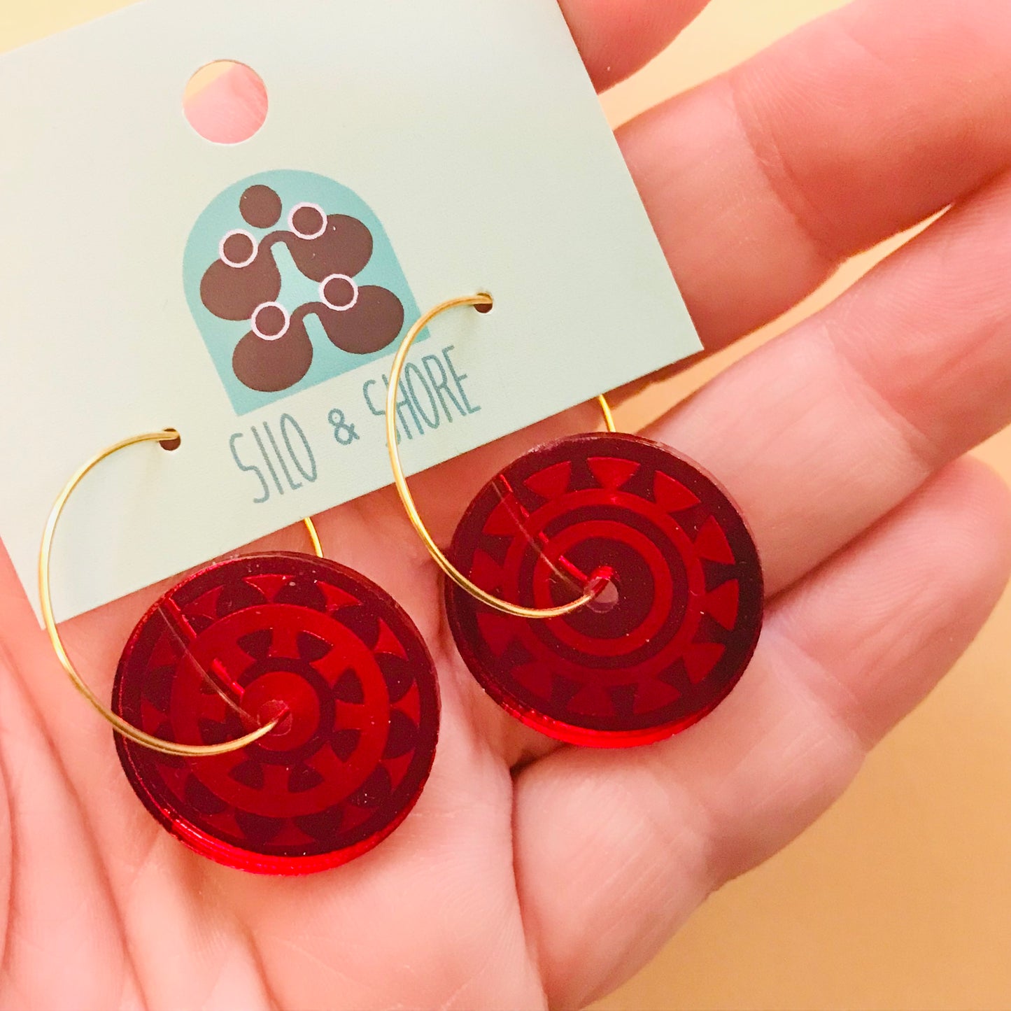 Art Deco Acrylic Earrings - Sunny Hoops