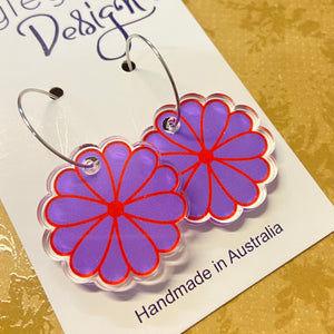 Laser Cut Flower Disc Perspex Earrings