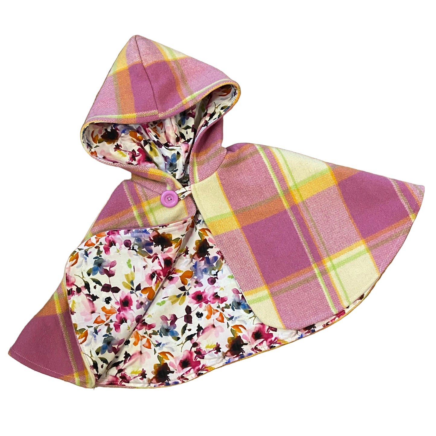 Vintage Blanket Woollen Cape - Pink