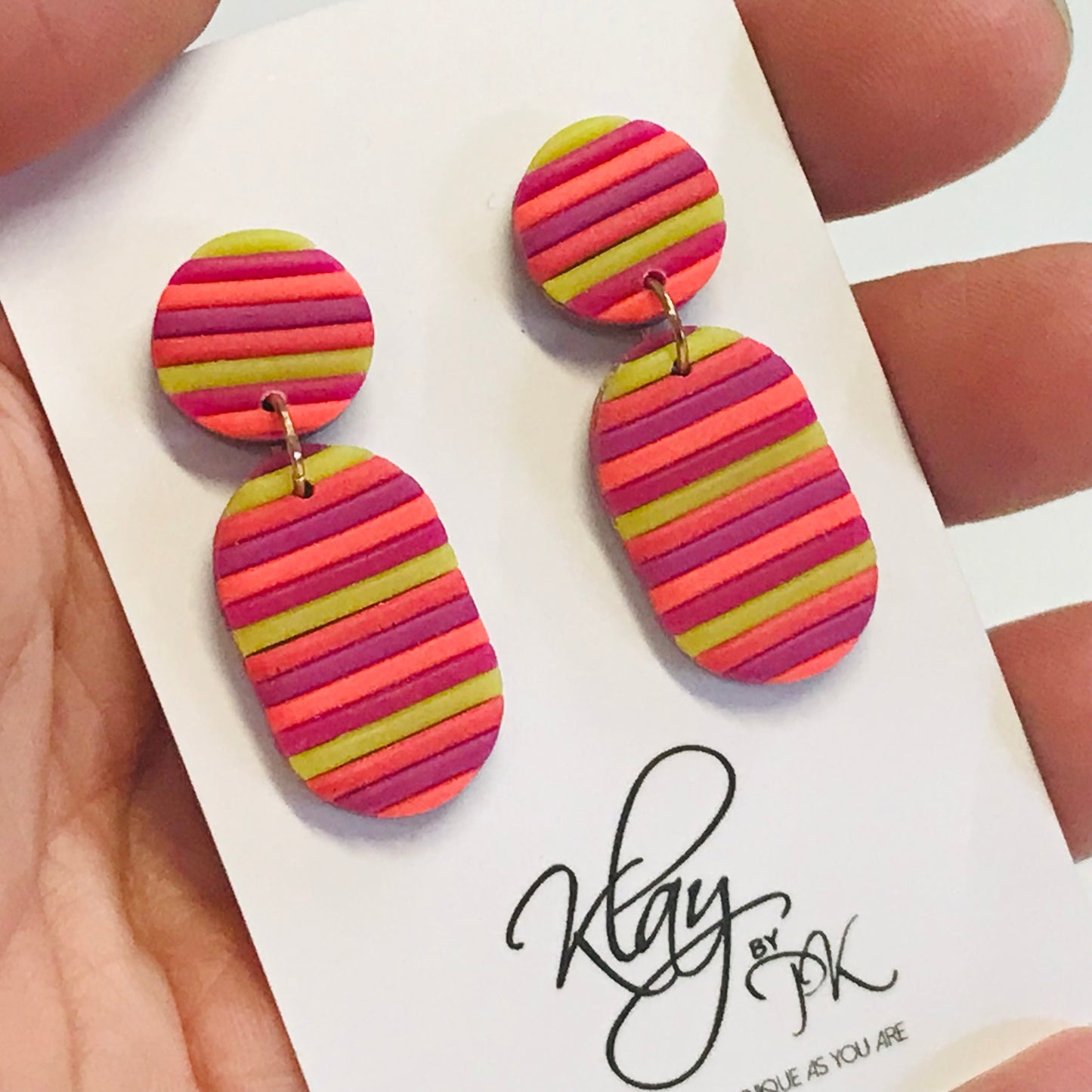 Handmade Polymer Clay Earrings - Stripes