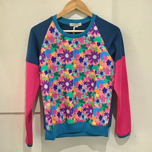 Women's Handmade Long Sleeve Raglan Top - Happy Floral