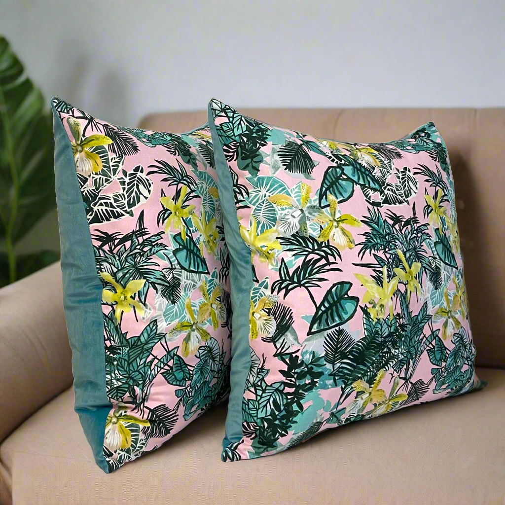Cushion - TROPICAL ORCHIDS ON BLUSH