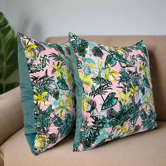 Cushion - TROPICAL ORCHIDS ON BLUSH