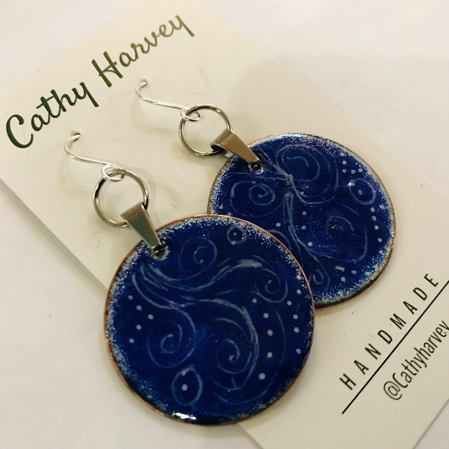 Handpainted Earrings -  Enamel on Copper