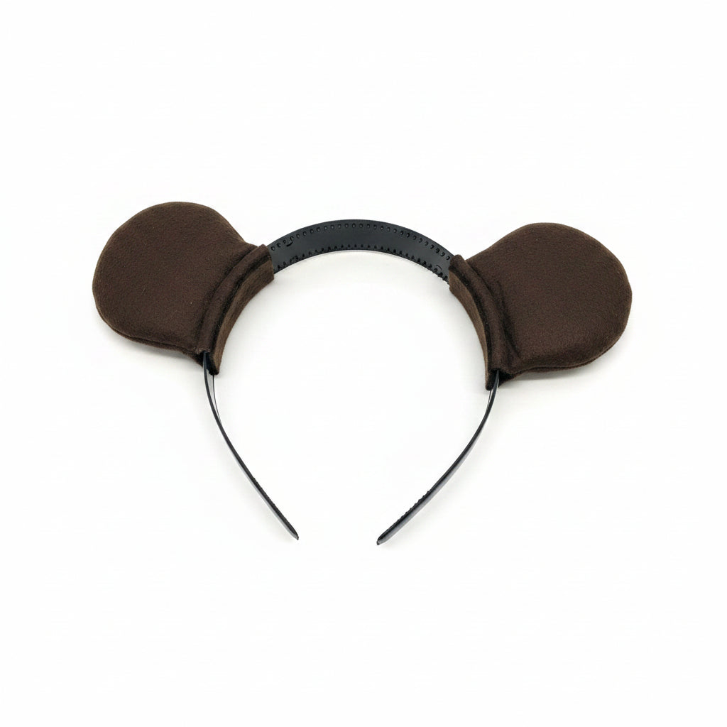 back of a Black headband with brown bear ears 