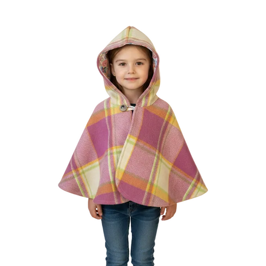 Vintage Blanket Woollen Cape - Pink