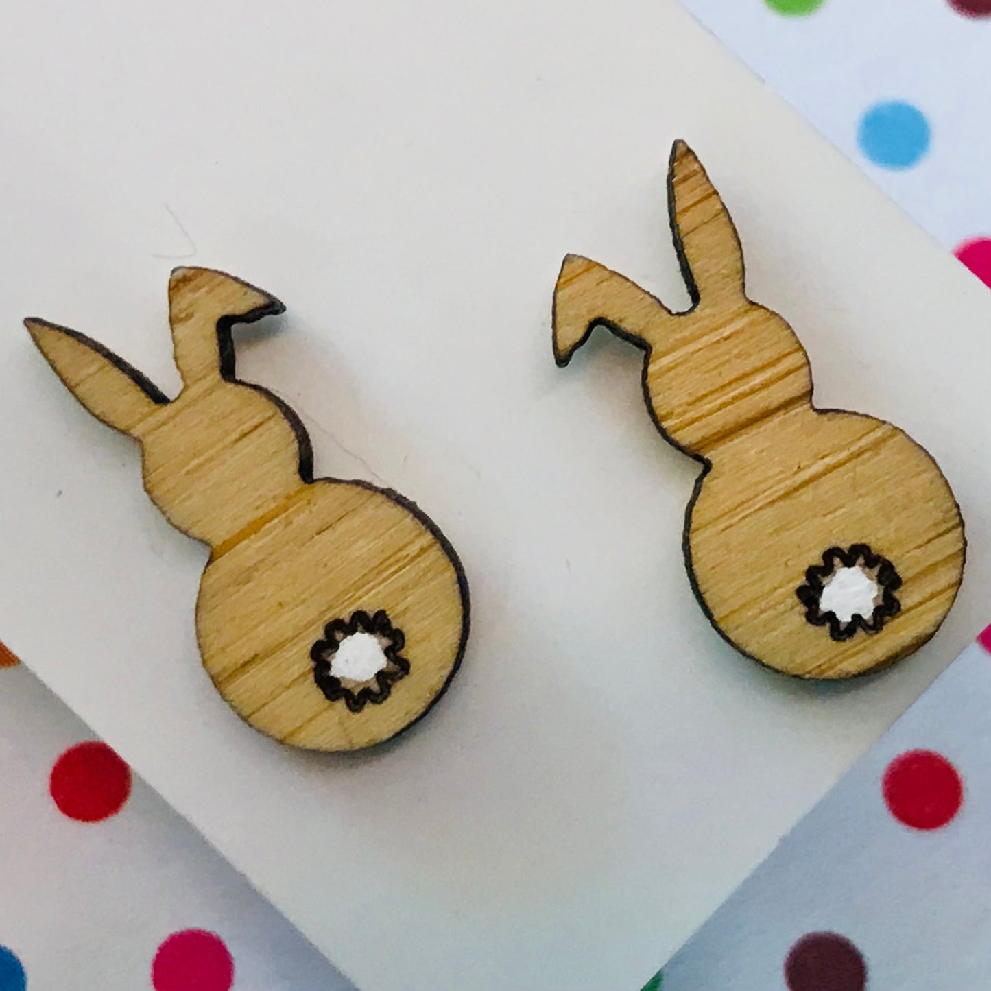 Novelty Studs Earrings - Graphic Wood