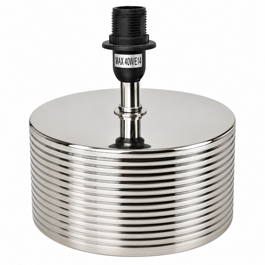 Ceramic Silver Disc Table Lamp (pair available)