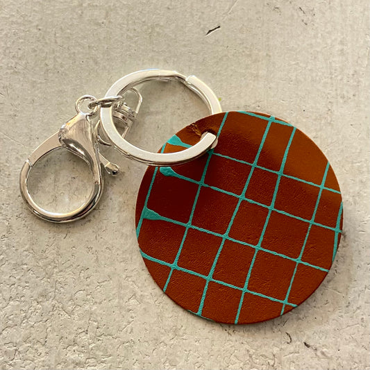Handpainted Leather Keyrings - round