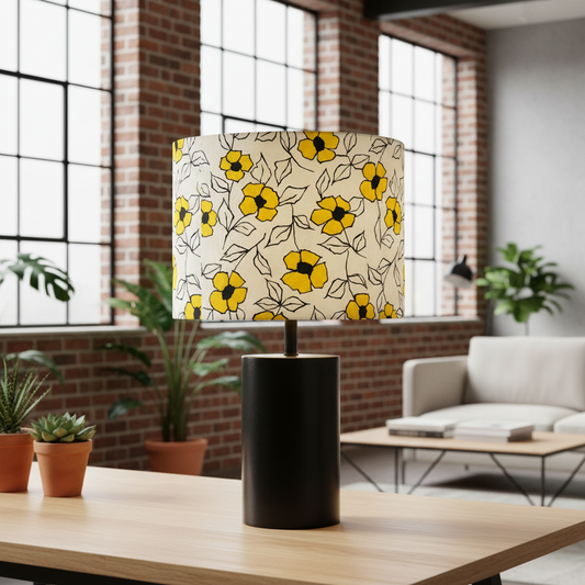 Custom Lamp Shade only - Vintage Yellow Flowers Damask