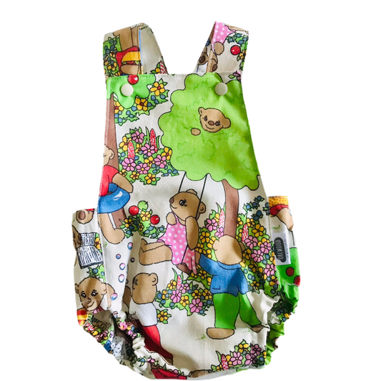Baby Toddler Summer Romper - Upcycled Teddy Bears Picnic