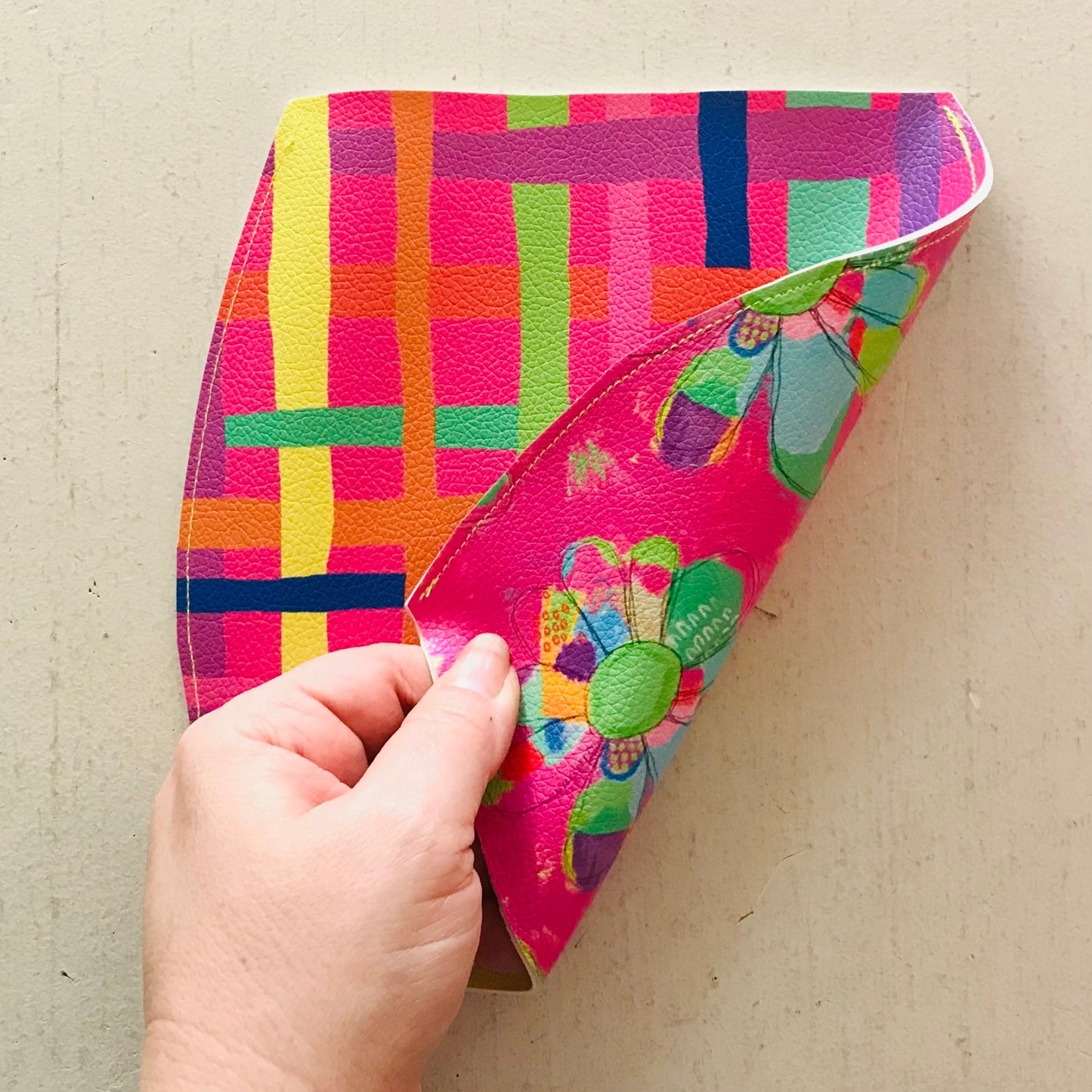 Hand Painted Vegan Leather Flat Vase