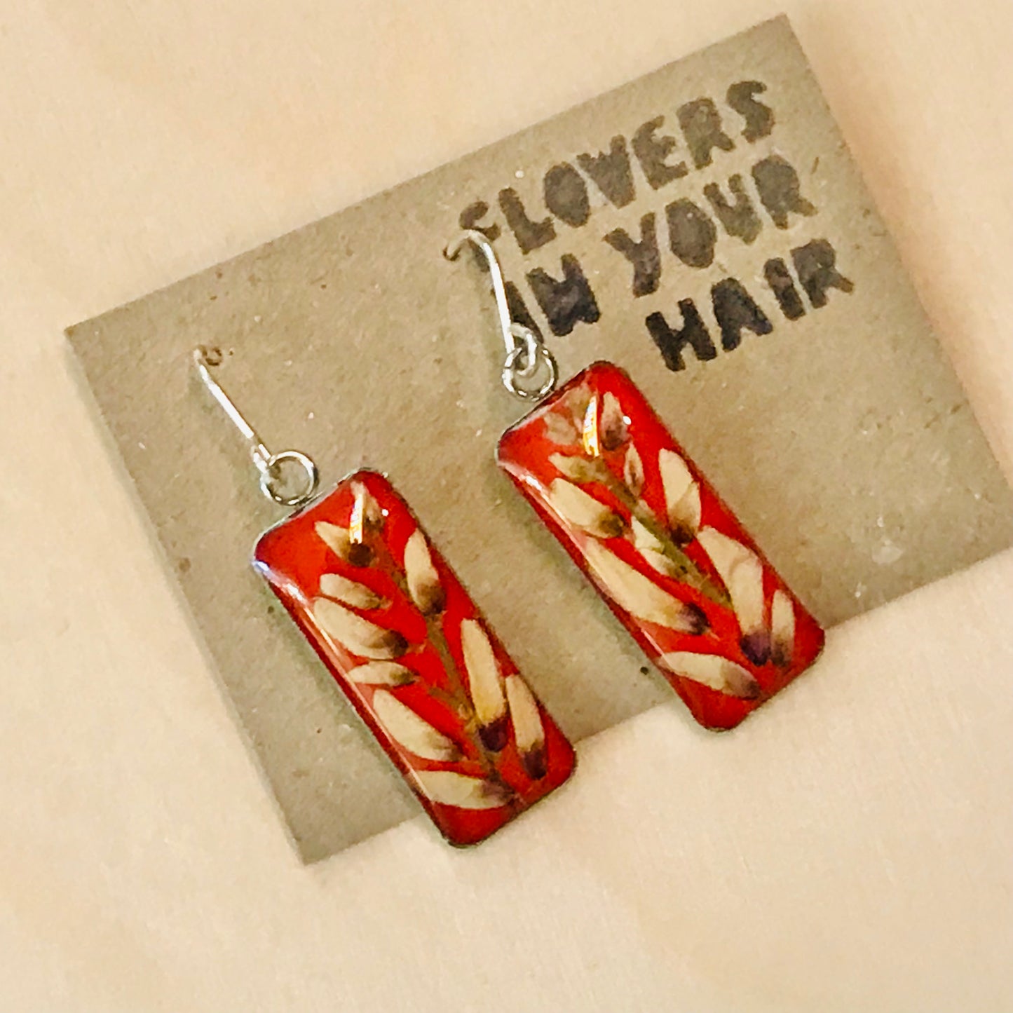 Australian flora Resin & Sterling Silver Earrings - large