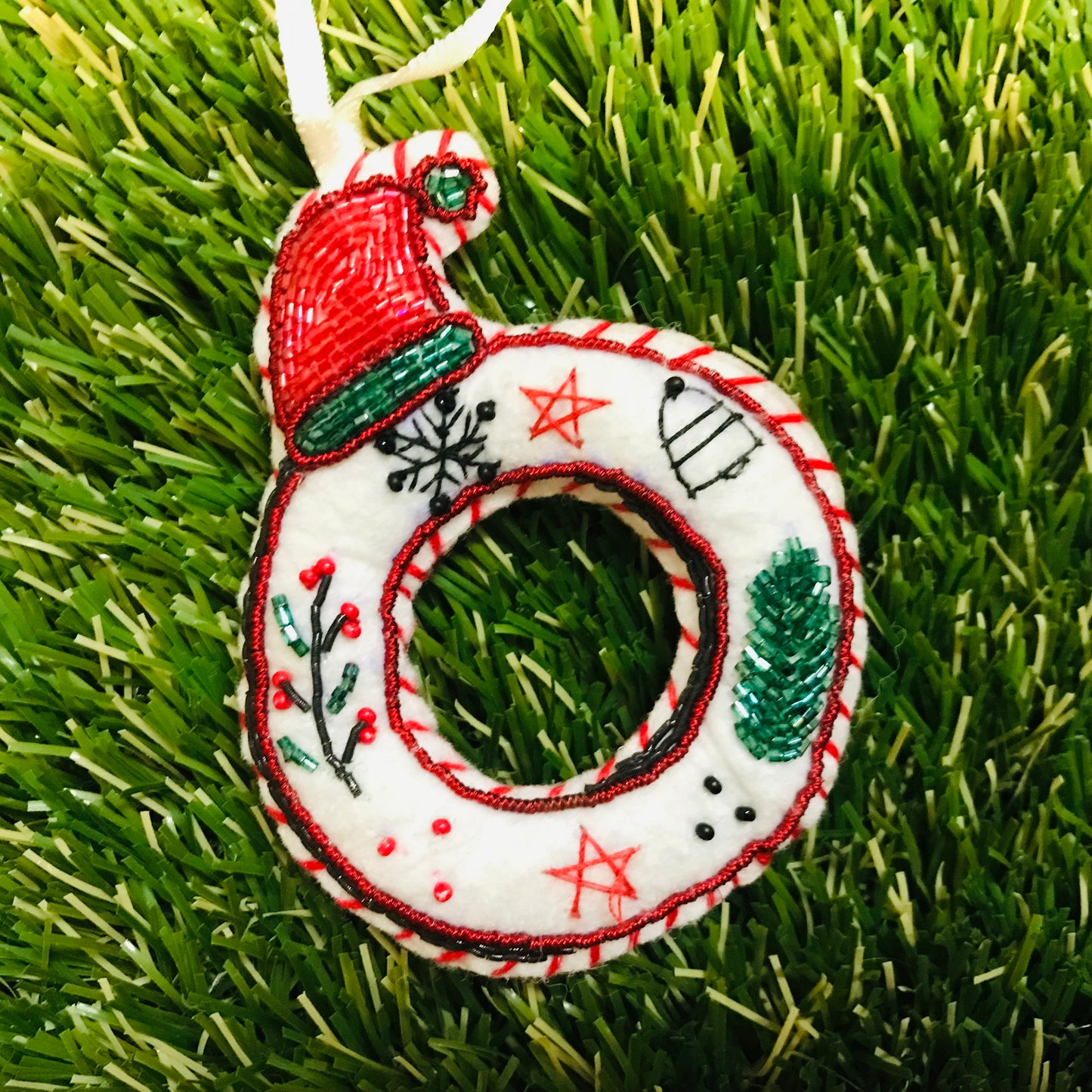 Hand Beaded & Embroidered Initial Letter Christmas Decorations ** ON SALE **