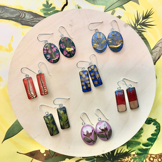 Australian flora Resin & Sterling Silver Earrings - large