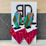 Hand painted leather earrings - The Aviary