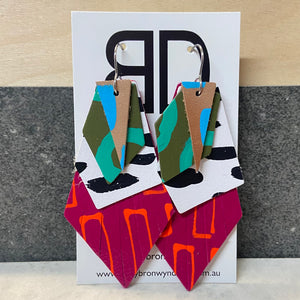 Hand painted leather earrings - The Aviary