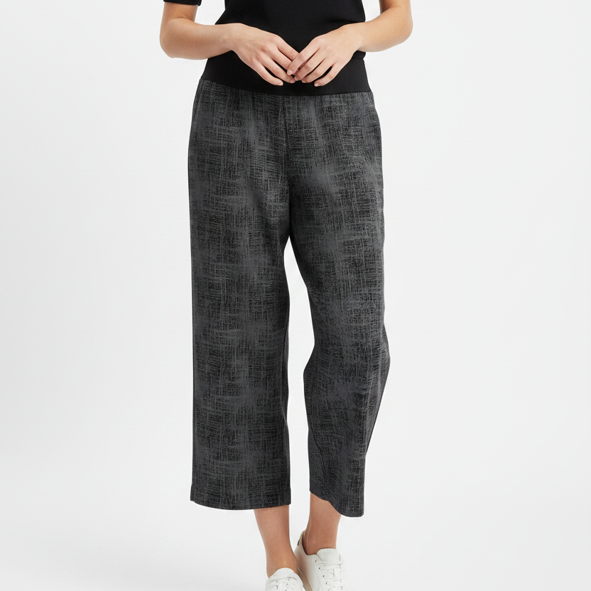 Women's Handmade Band Pants - Gravel Jacquard