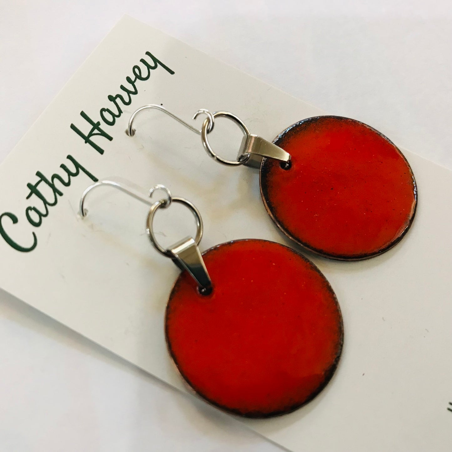 Handpainted Earrings -  Enamel on Copper
