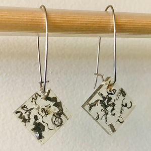 Clear Resin Lichen & Metal Shaving Earrings (small)