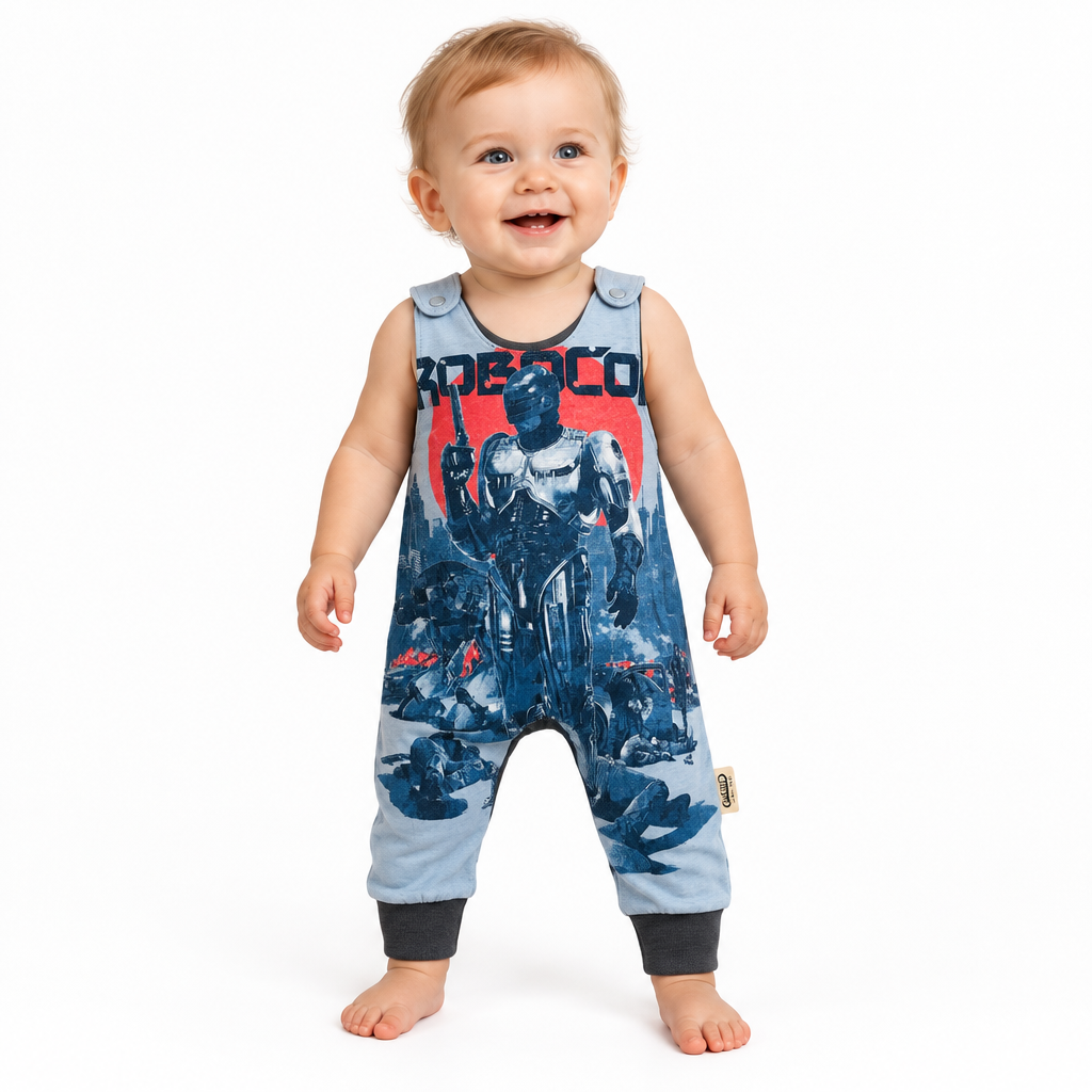 Baby Toddler Long Romper - UPCYCLED TEE Robocop