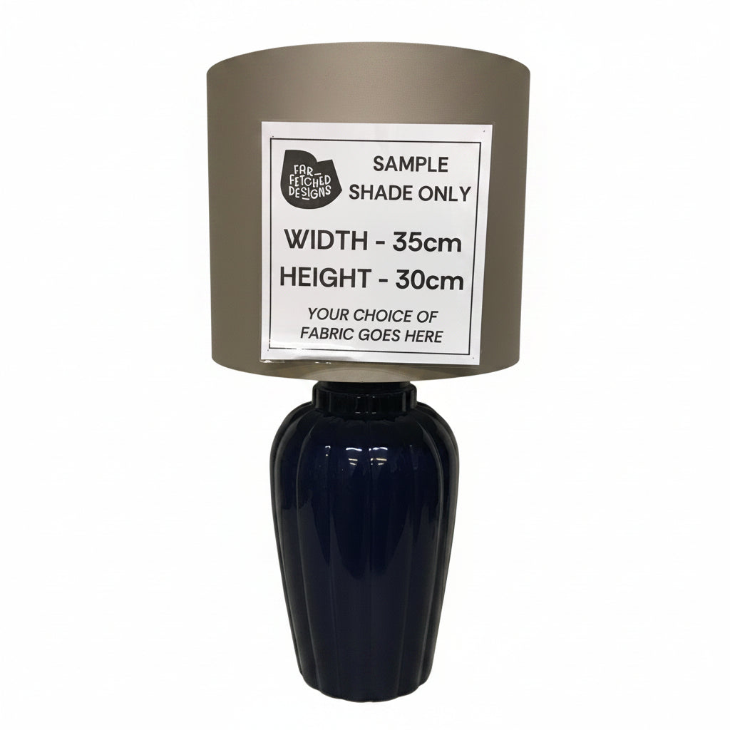 Lamp Base Only - Dark Blue Large Ridged Table Lamp