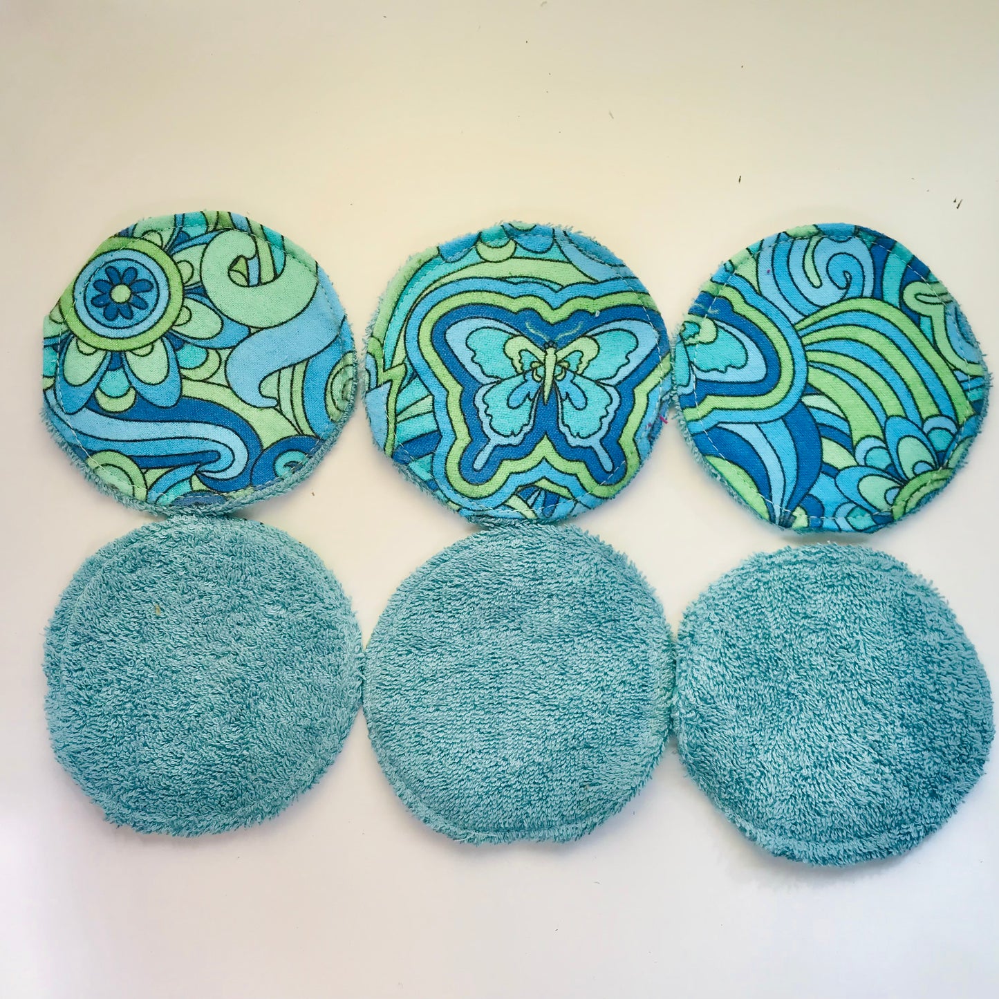 No Waste Reusable Make-up Remover Pads Wipes - flannel / towelling (set of 6)