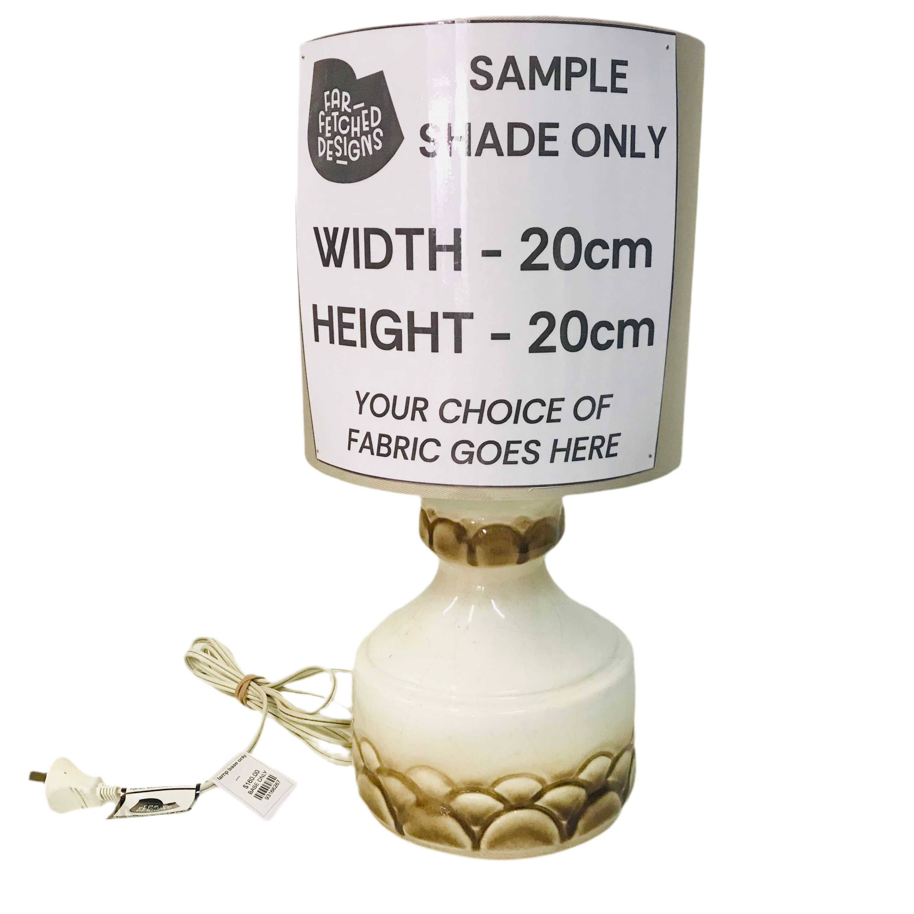 Lamp Base Only - MCM arch etched ceramic table lamp