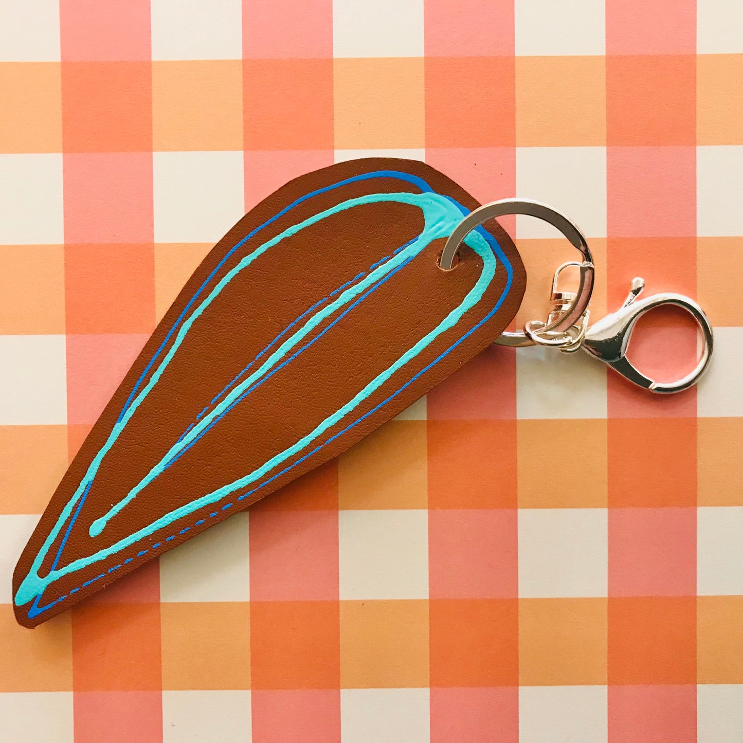 Handpainted Leather Keyrings - leaf