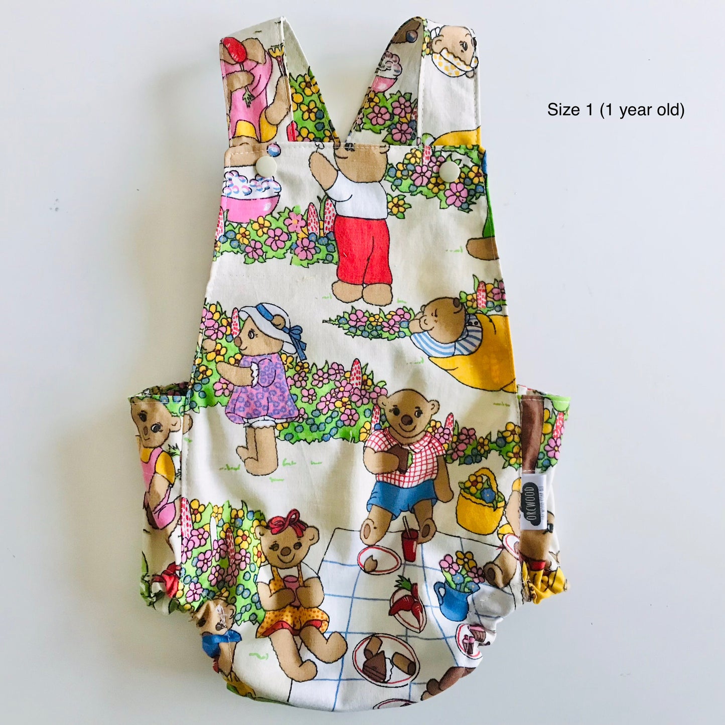Baby Toddler Summer Romper - Upcycled Teddy Bears Picnic
