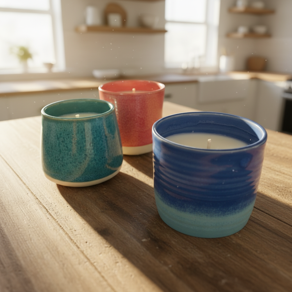 Ceramic Handthrown Candle with Reusable Vessel