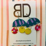 Hand painted leather bold statement earrings - The Dome Mini (with hook)