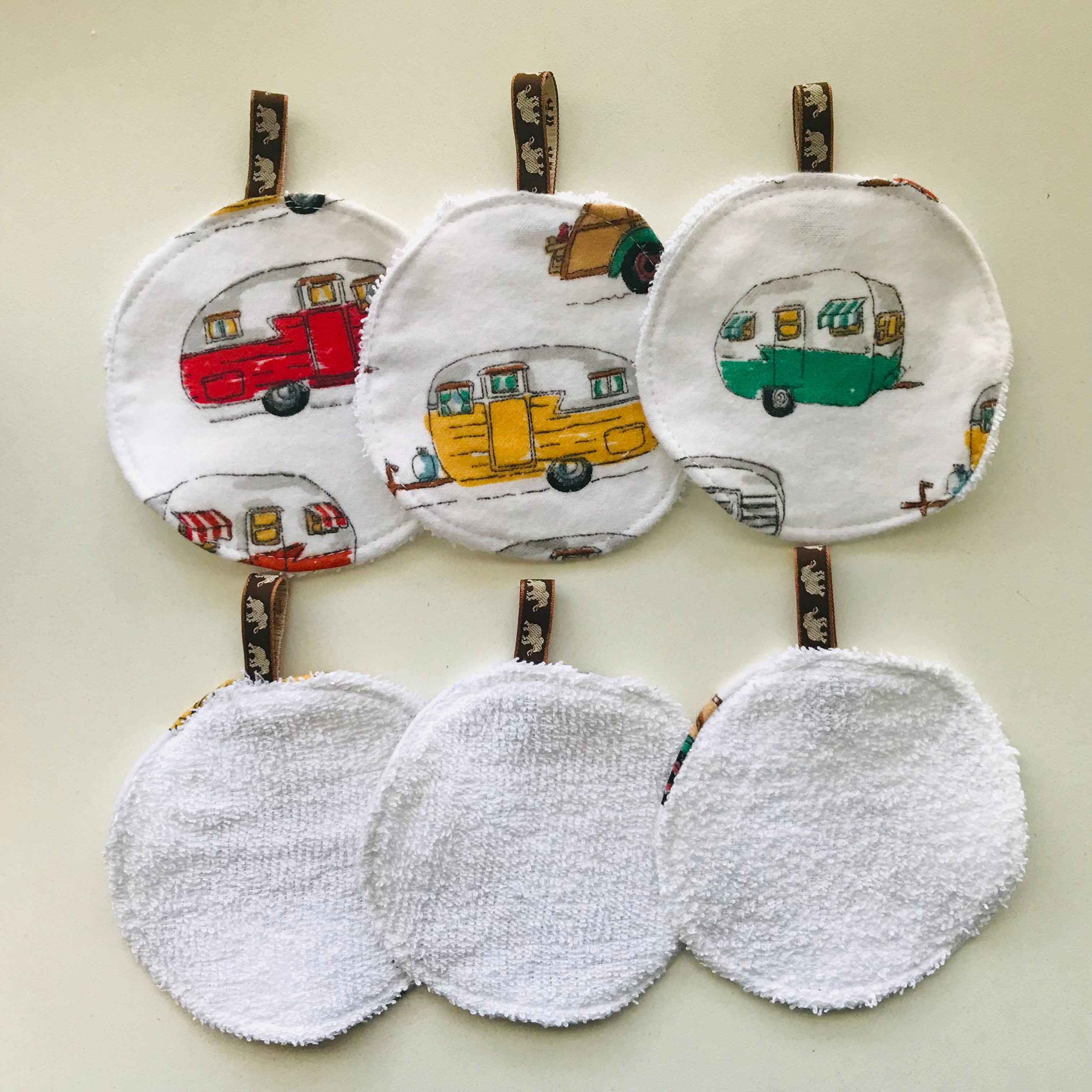 No Waste Reusable Make-up Remover Pads Wipes - flannel / towelling (set of 6)