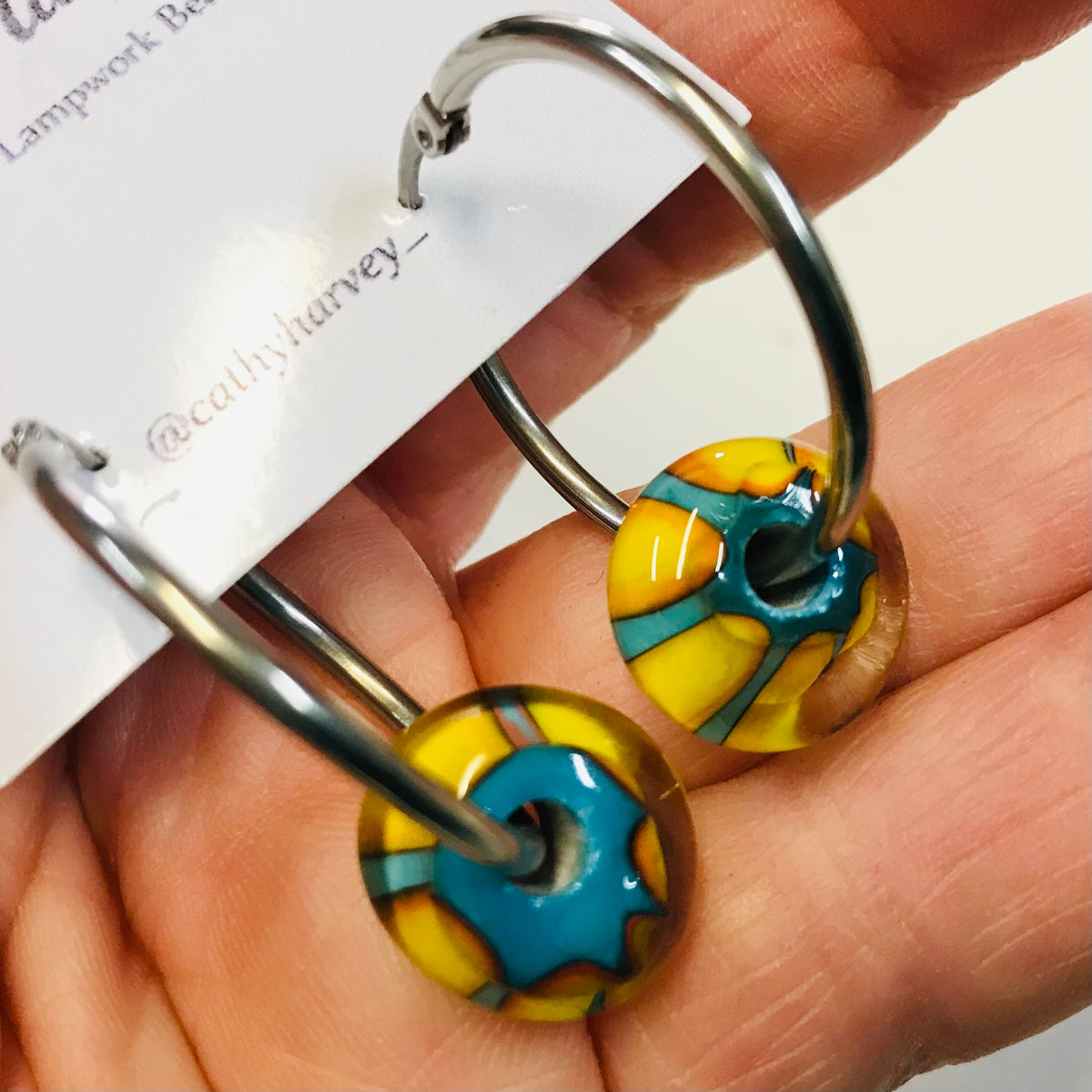 Glass Bead Hoop Earrings